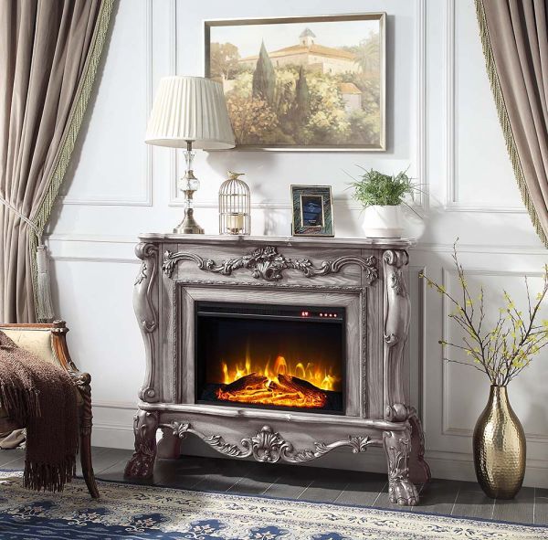 ACME Furniture Dresden Vintage Bone White Fireplace-1