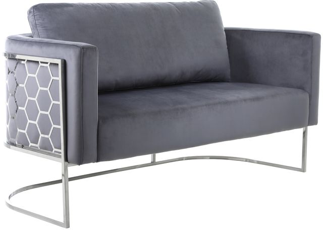 Meridian Furniture Casa Grey/Chrome Velvet Loveseat-0