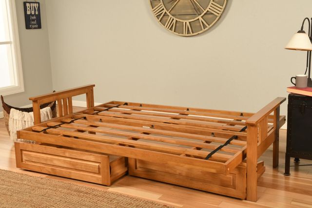 Kodiak Furniture Monterey Twill Gray/Butternut Full Storage Futon with Mattress-3