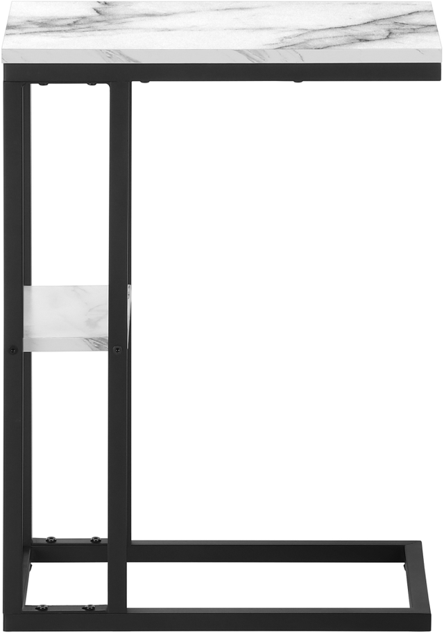 Monarch Specialties Inc.  White Marble Look  25"H Accent Table with Black Metal Base-1
