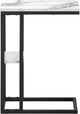 Monarch Specialties Inc.  White Marble Look  25"H Accent Table with Black Metal Base-1
