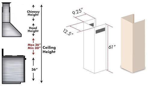 ZLINE 61" Unfinished Wall Hood Extension-1