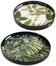 A & B Home 2-Piece Black/Green Palm Leaf Print Tray Set-0