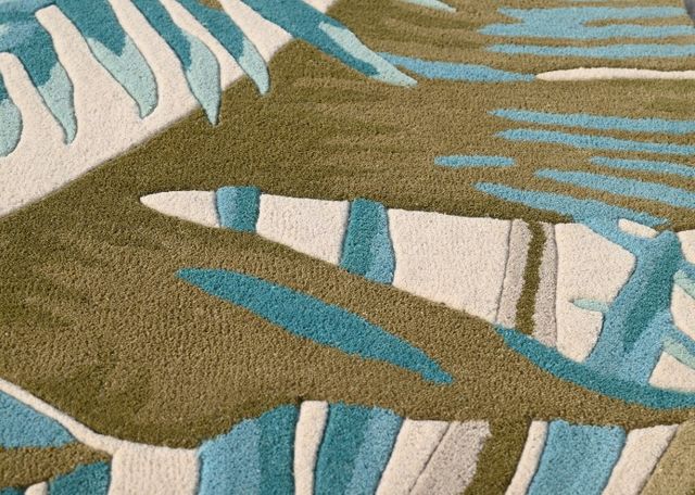 KAS Rugs Cove Ivory/Teal Palms 5'x8' Area Rug-4
