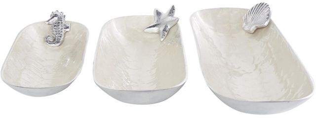Deco Marche 3-Piece White Oval Decorative Bowl Set-1