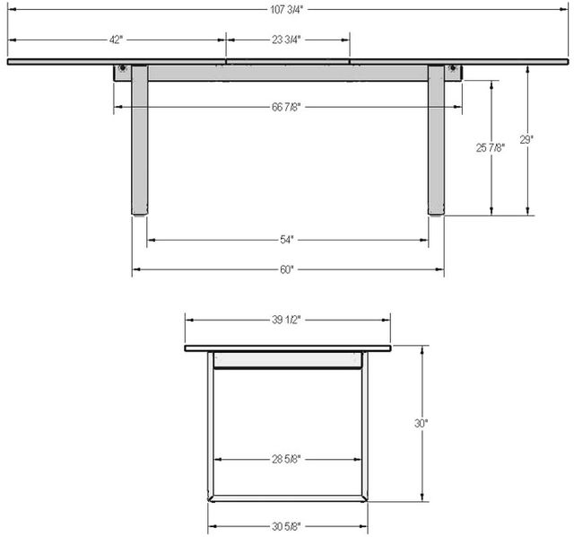 Amisco Customizable Burton 108" Rectangular Extendable Table with 1" Thermo Fused Laminate Top and 1 Leaf-3