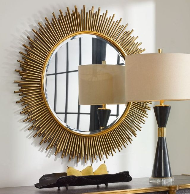 Uttermost® Marlo Antiqued Gold Leaf Round Mirror-1