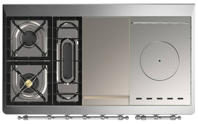 Ilve® Majestic III 48" Stainless Steel Pro Style Dual Fuel Liquid Propane Range with Triple Glass Door and Chrome Trim-2