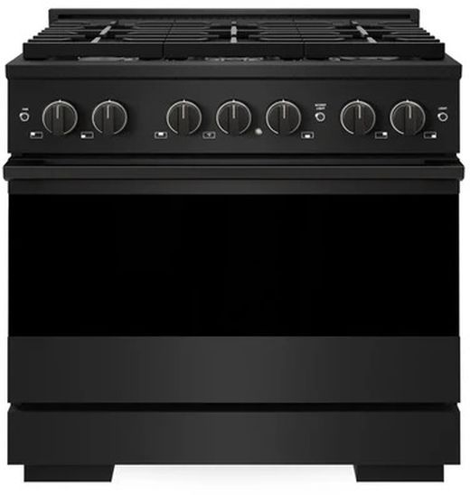 ZLINE Marino 36" Black Stainless Steel Pro Style Dual Fuel Range with 6 Brass Burners-0