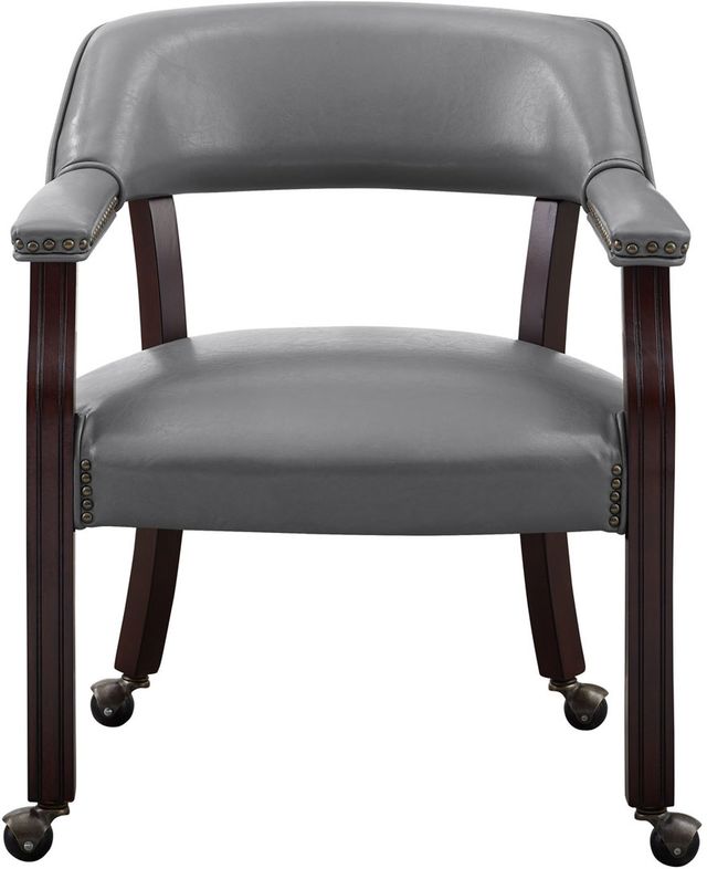 Steve Silver Co. Tournament Cherry/Gray Upholstered Dining Arm Chair-2