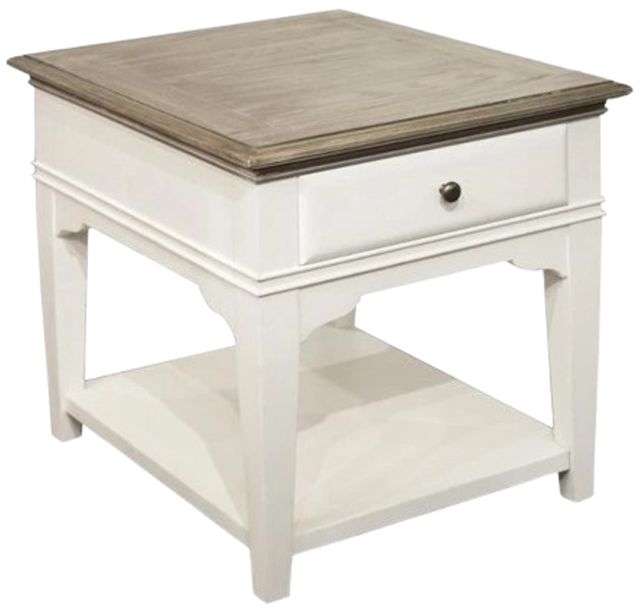 Riverside Furniture Myra Natural End Table with Paperwhite Base-0