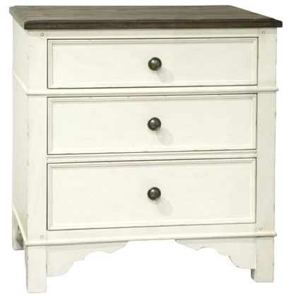 Riverside Furniture Grand Haven Feathered White/Rich Charcoal 3-Drawer Nightstand-0
