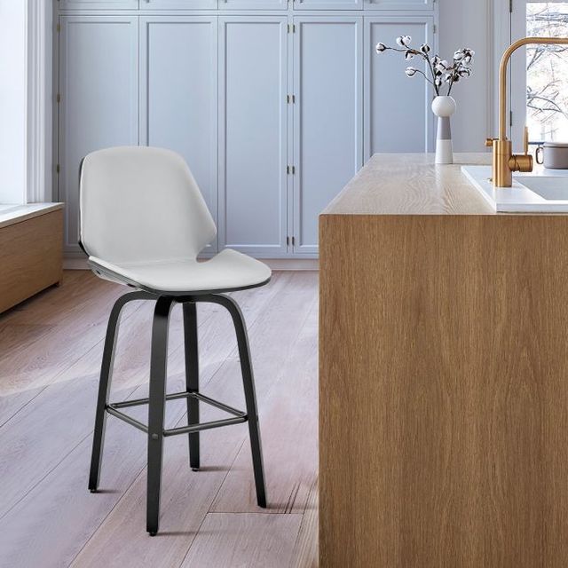 Armen Living Arabella Gray/Matte Black Bar Stool-1