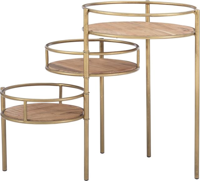 Powell® Collis Natural/Gold Three Tiered Plant Stand-1