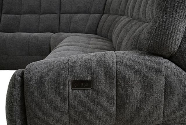 Furniture of America® Southwold 6-Piece Dark Gray Power Reclining Sectional-4