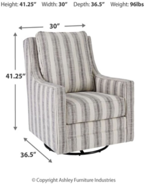 Signature Design by Ashley® Kambria Black/Ivory Swivel Glider Accent Chair-3