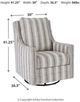 Signature Design by Ashley® Kambria Black/Ivory Swivel Glider Accent Chair-3