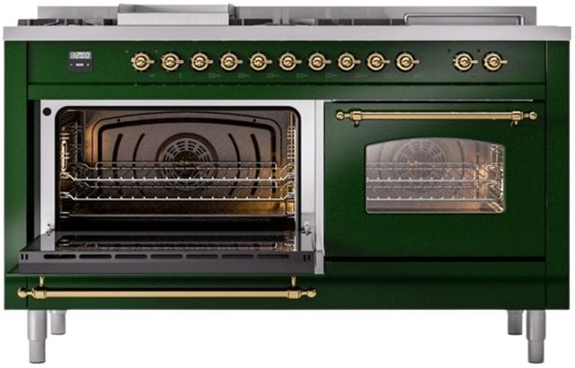 Ilve® Nostalgie II Series 60" Emerald Green Pro Style Dual Fuel Range-2