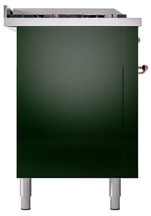 Ilve® Nostalgie II Noblesse 60'' Emerald Green Pro Style Dual Fuel Range with Copper Trim-2