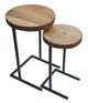 A & B Home 2-Piece Natural Side Table Set with Black Metal Base -3