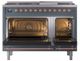 Ilve® Nostalgie II Noblesse 48'' Blue Gray Pro Style Dual Fuel Range with Copper Trim-1