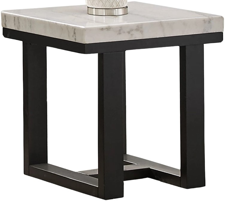 Steve Silver Co. Lucca White End Table with Espresso Base