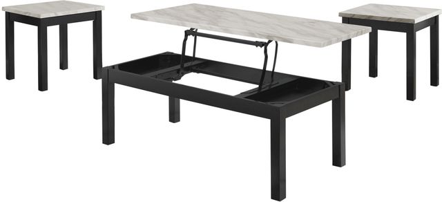 New Classic® Home Furnishings Celeste 3-Piece Black Living Room Table Set with Marble Top-1