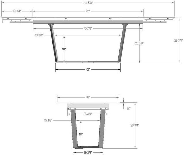 Amisco Customizable Charlie 112" Rectangular Extendable Table with 0.5" Taupe Glass Top and 2 Leaves-3