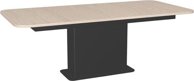 Amisco Customizable Lucarelli 108" Rectangular Extendable Table with 1" White Oak Veneer Top, Radius Corners and 1 Leaf-0