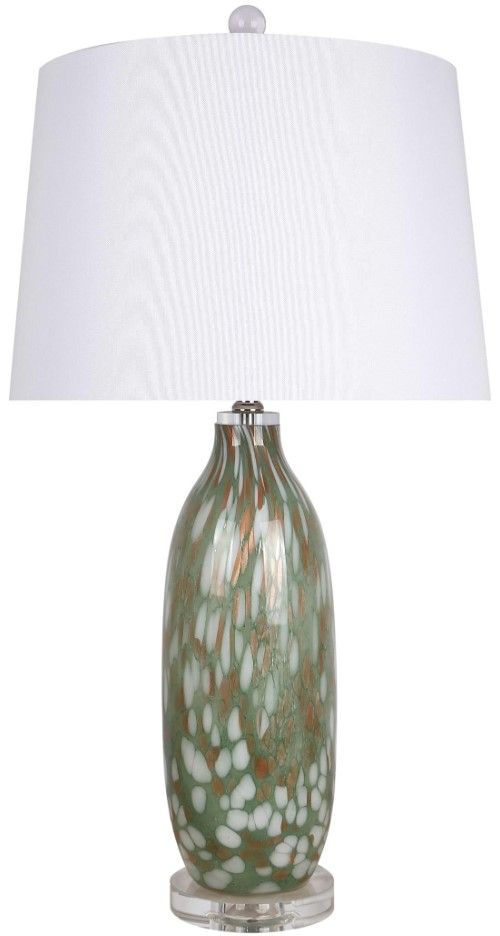 Classy Living 2-Piece Verdant Glow Green Art Glass Table Lamp Set-0