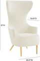TOV Furniture Julia Cream Velvet Channel Tufted Wingback Accent Chair-2