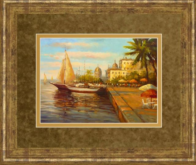 Classy Art Santo Domingo Harbor By Bulo Framed Print Wall Art-1