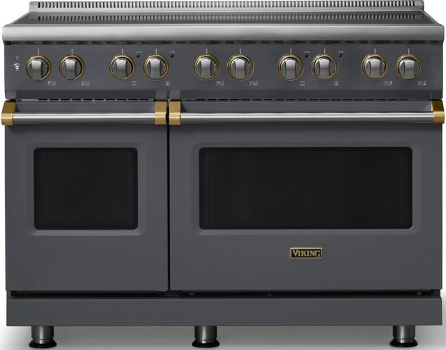 Viking® 5 Series 48" Cast Black Pro Style Induction Range with Brushed Brass Trim-0