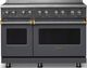 Viking® 5 Series 48" Cast Black Pro Style Induction Range with Brushed Brass Trim-0