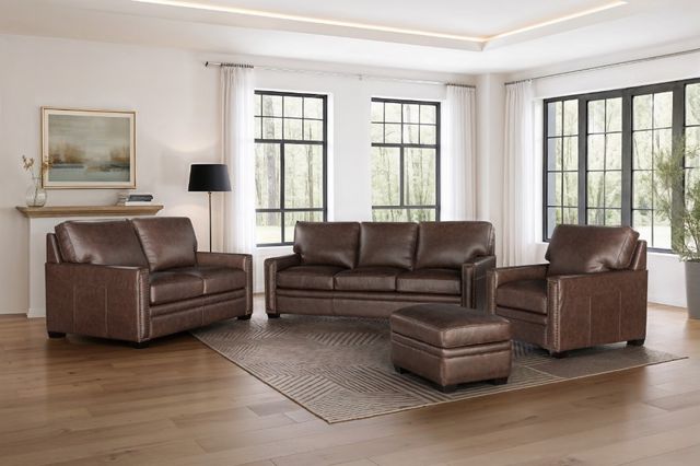 Leather Italia™ Cambria Dalton Brown Chestnut Ottoman-1