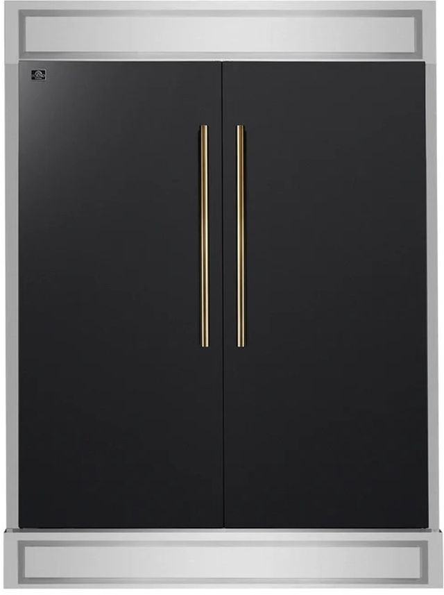 FORNO® Maderno Series Alta Qualita 60" 27.2 Cu. Ft. Antique Brass/Black Built In Convertible Side-by-Side Refrigerator/Freezer-0