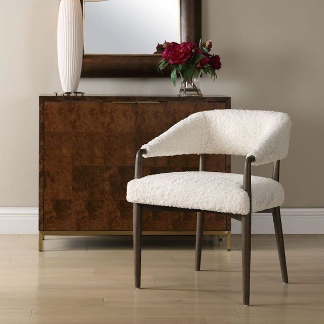 Uttermost® Austell Cream/Walnut Shearling Dining Chair-2