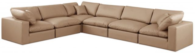 Meridian Furniture Comfy 6-Piece Tan L-Shape Vegan Leather Sectional -0