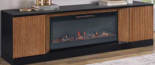 Legends Home Sutton Black/Brown 84" Fireplace Console-0