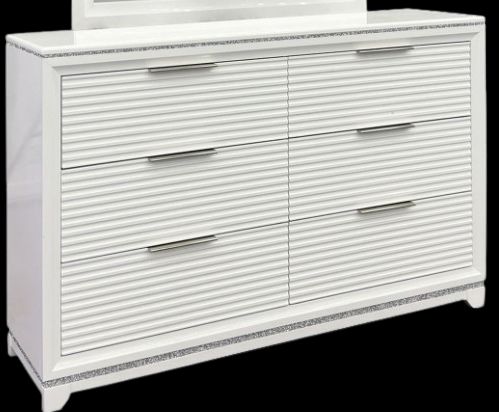Elements International Denmark 2-Piece White Dresser and Mirror Set -1