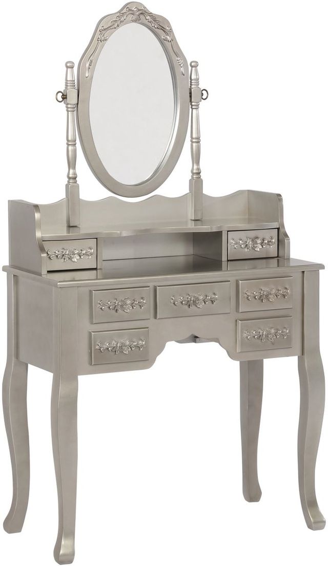 Coaster® Sabrina 2-Piece Silver/White Vanity Set Metallic-1