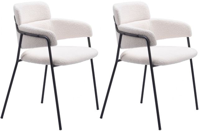 Zuo® Modern Marcel 2-Piece Black/Cream Dining Arm Chair Set-0