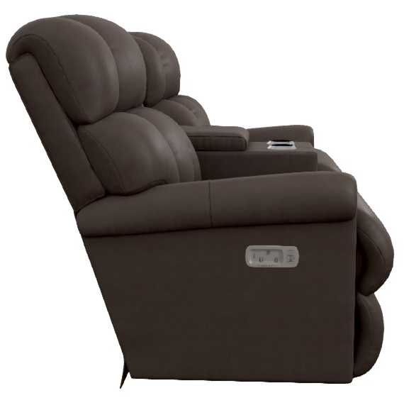 La-Z-Boy® Pinnacle Umber Leather Power Wall Reclining Loveseat with Console, Headrest, and Lumbar-3