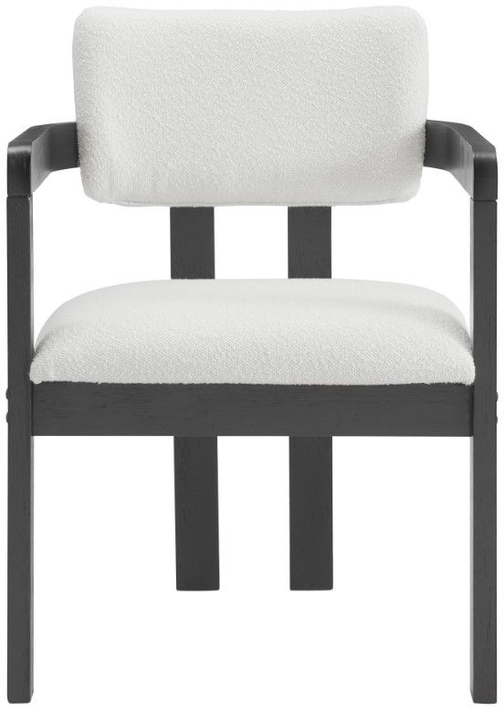 Elements International Portland Black/Snow White Upholstered Dining Arm Chair-1