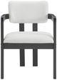 Elements International Portland Black/Snow White Upholstered Dining Arm Chair-1