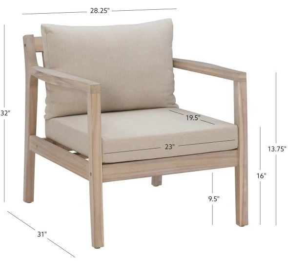 Linon Svana 2-Piece Beige/Natural Fabric/Wood Outdoor Side Chair Set-2