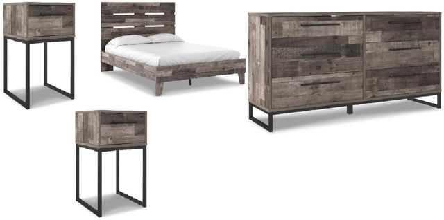 Signature Design by Ashley® Neilsville 4-Piece Multi Gray Full Platform Bed Set-0