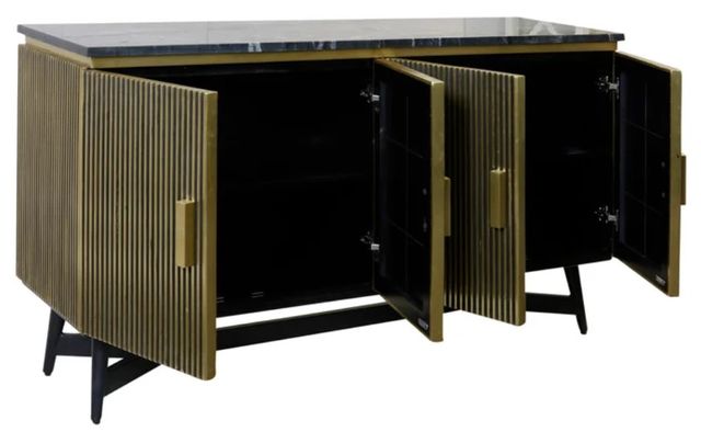 StyleCraft Black/Gold Fluted Sideboard -1