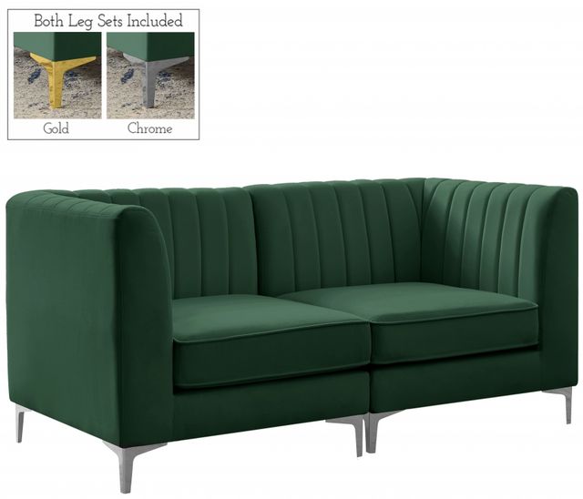 Meridian Furniture Alina Green Velvet Modular Sectional-1