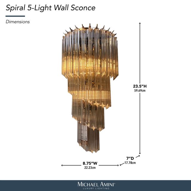 Michael Amini® Spiral Clear 5-Light Wall Sconce-2